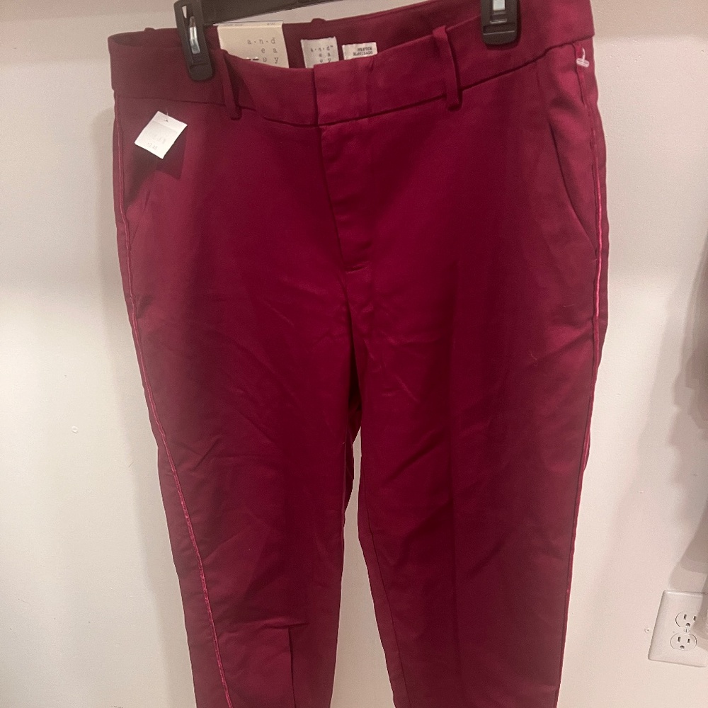#202 Target Womens A new Day Slim ankle mid rise  stretch 14 r pants NWT Burgund